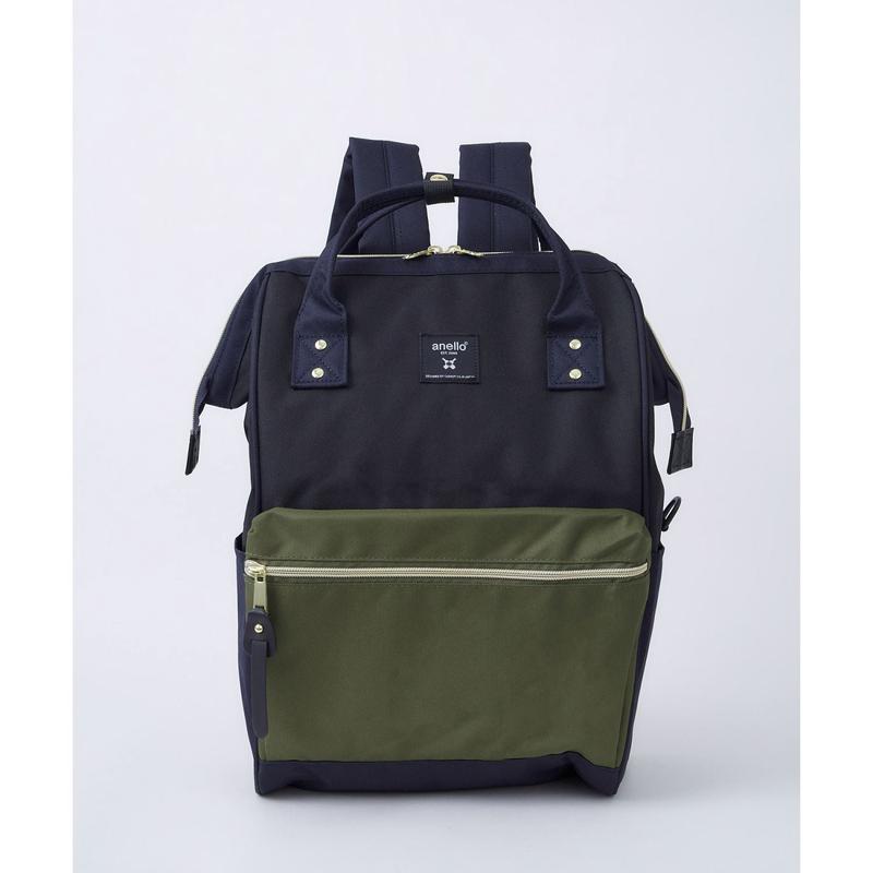 Anello Cross Bottle Kuchigane Backpack S (Navy/Olive/Black)