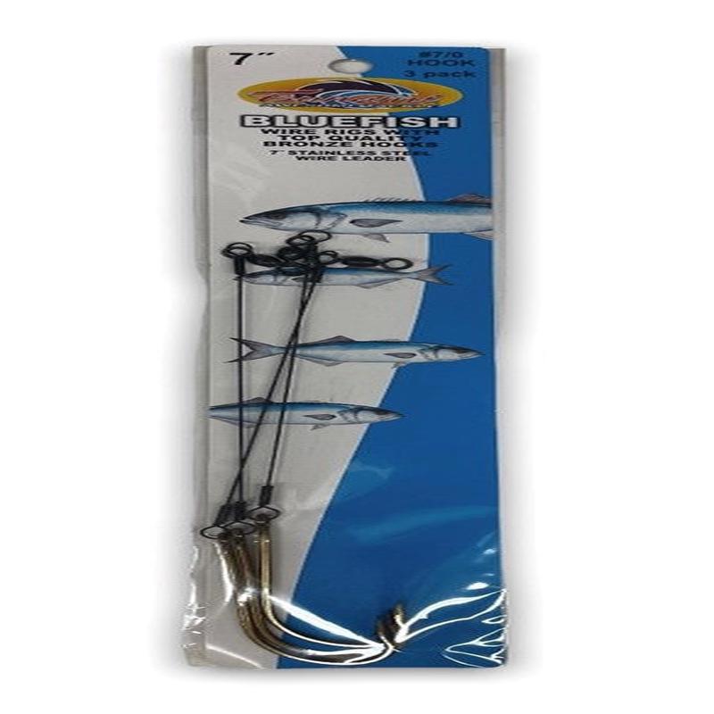 Wire Snelled #7 Hooks – 7″ – 3 Pack