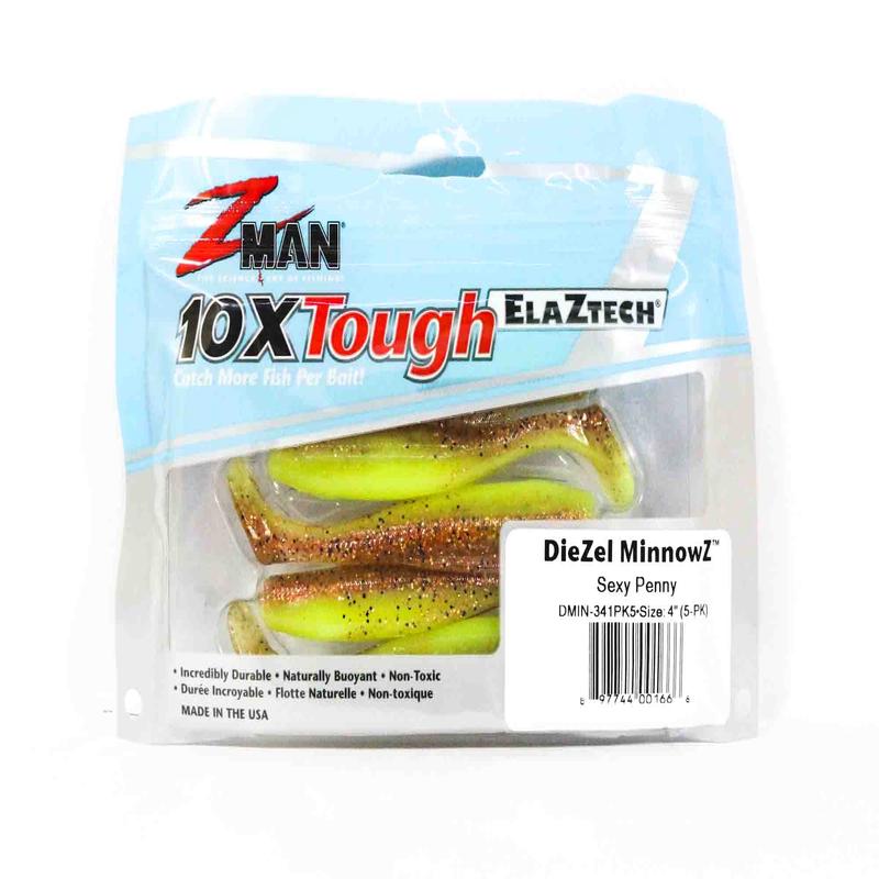 Zman Soft Lure Diezel MinnowZ 4 Inch 5/Pack Sexy Penny (1666)