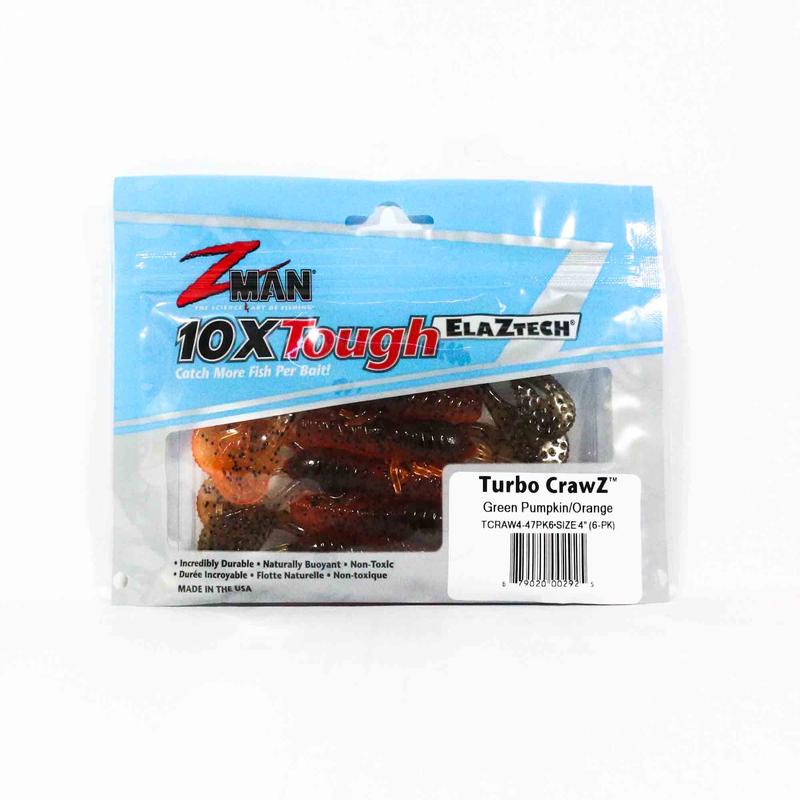 Zman Soft Lure Turbo CrawZ 4 Inch 6/Pack Green Pumpkin Orange (2925)