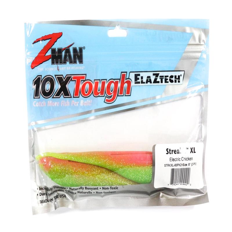 Zman Soft Lure StreakZ XL 8 Inch 2/Pack Electric Chicken (4400)