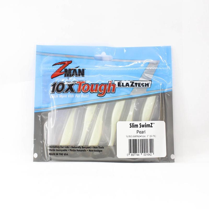 Zman Soft Lure Slim SwimZ 3 Inch 6/Pack Pearl (1642)